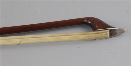 A Dodd silver and ivory mounted cello bow, 27.5in.